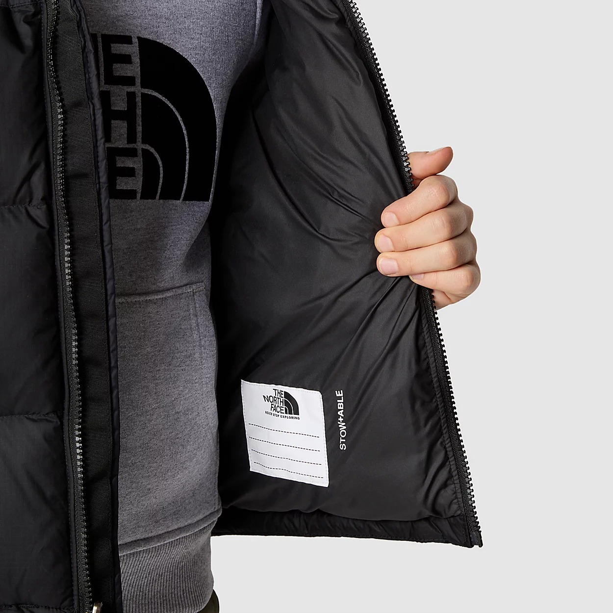 ❗️残り１着限定❗️ノースフェイスL メンズ中綿フルジップパーカー異素材ブラック THE NORTH FACE(ノースフェイス) SQUARE LOGO FULLZIP Men's